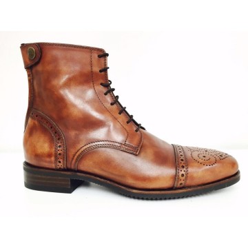 Secchiari Ankle Boots Antique Brown with Brogue