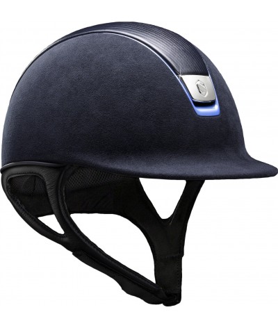 Samshield Helmet Premium Blue + Top Leather + Chrome Blue/Chrome