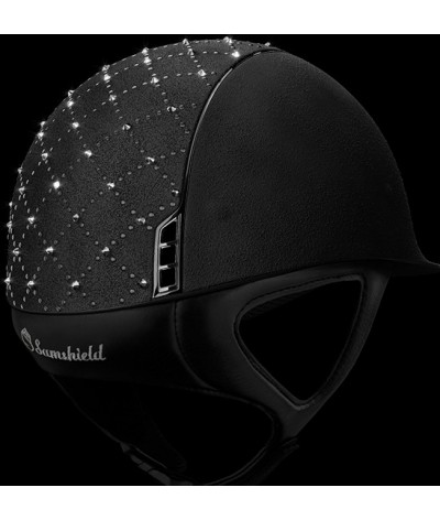 Samshield Helmet Premium Zwart + Top Lozenge Swarovski + Chrome Black